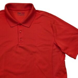 Fila Sport Performance Golf Polo Shirt‎ Athletic FIt Orange Mens Medium